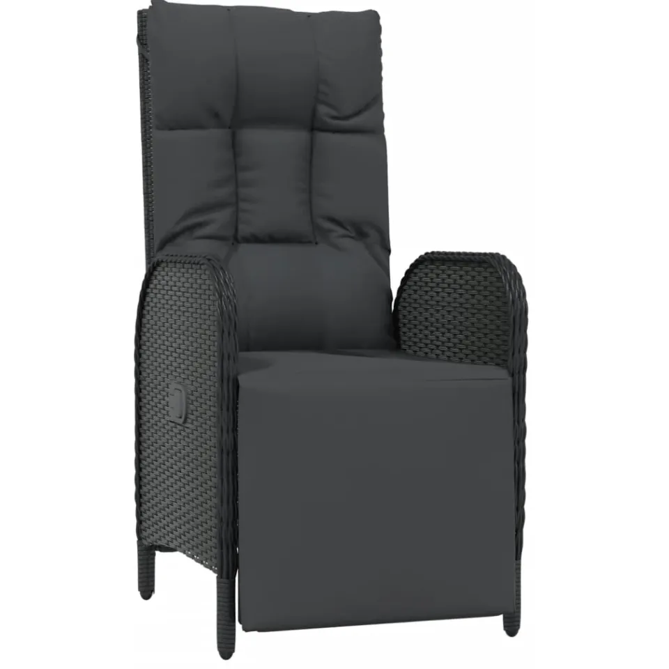vidaXL 7-delige Tuinset met kussens poly rattan zwart