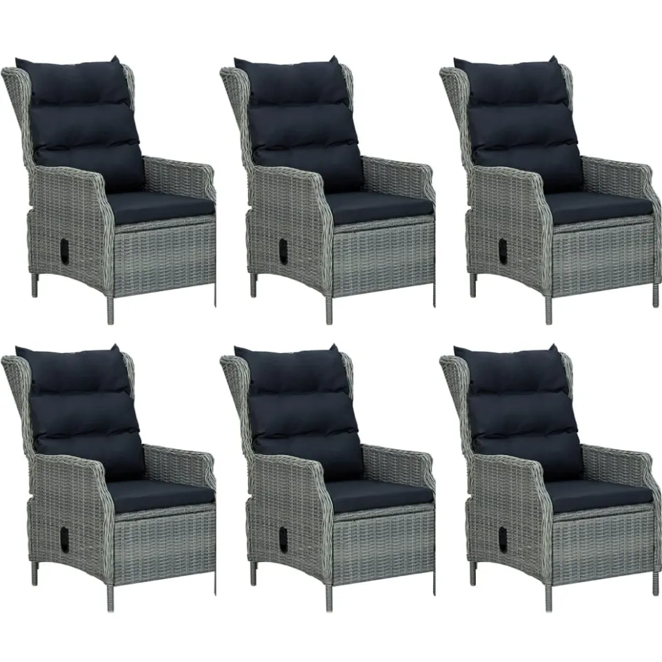 vidaXL 7-delige Tuinset poly rattan lichtgrijs