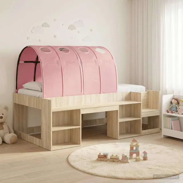 vidaXL Bedframe met tunnel 3 st Sonoma eiken en roze Bewerkt hout Bruin