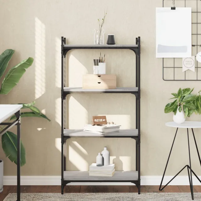 vidaXL Boekenkast 4-laags 60x30x120 cm bewerkt hout grijs sonoma eiken, foto 2