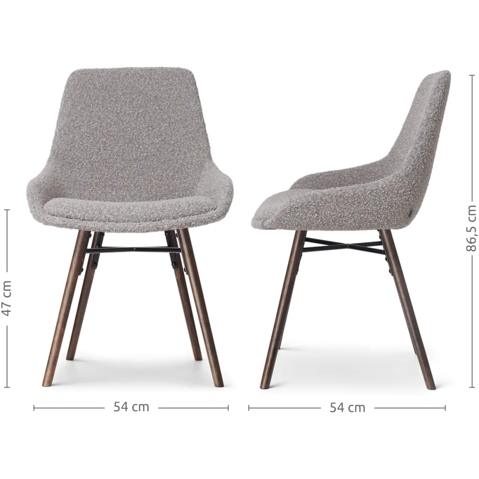 Nolon Nena-Isa eetkamerstoel bouclé taupe - walnoot houten onderstel, foto 3