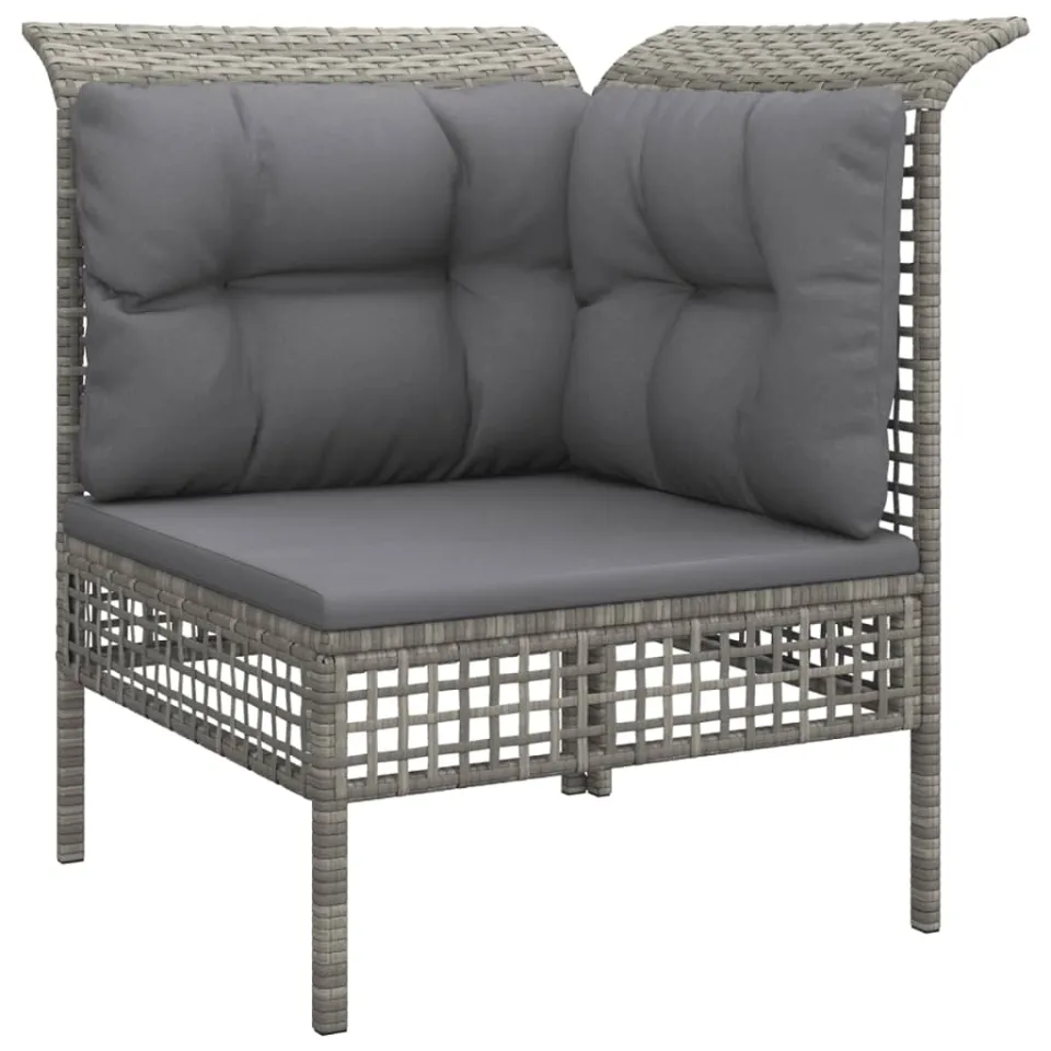 vidaXL 6-delige Loungeset met kussens poly rattan grijs, foto 3