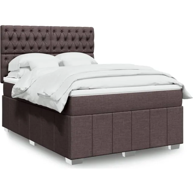 vidaXL Boxspring met matras stof donkerbruin 140x200 cm bruin