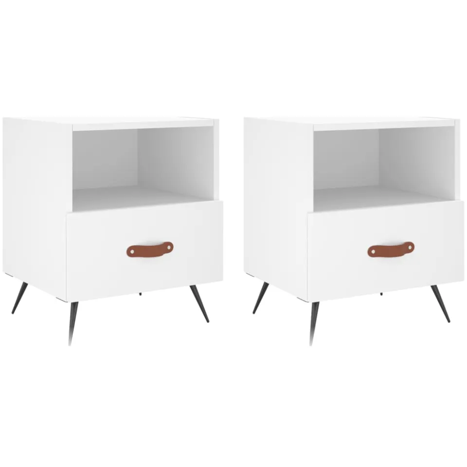 vidaXL Nachtkastjes 2 st 40x35x47,5 cm bewerkt hout wit, foto 3