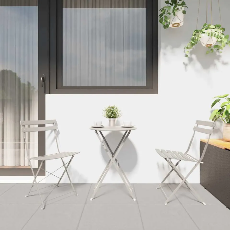 vidaXL Vouw Bistro Set 3 st Beige Staal, foto 4