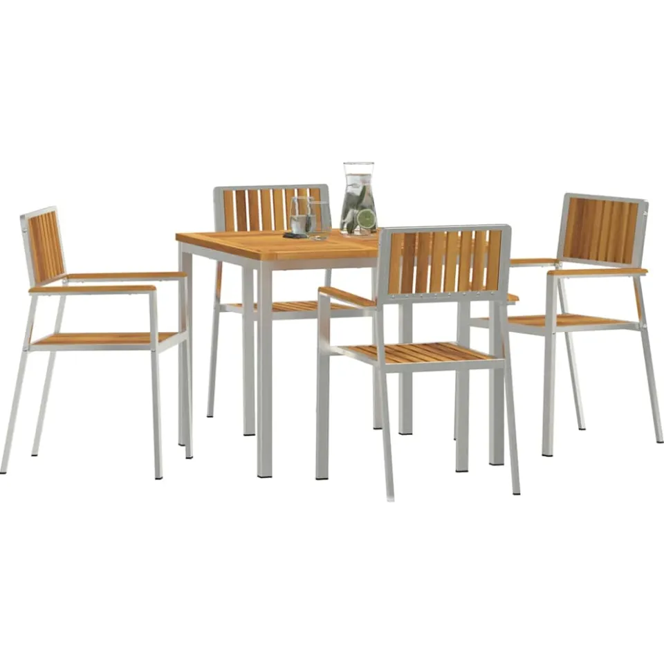 vidaXL Buiten eettafelset 5 st 90 x 90 x 75 cm Bruin