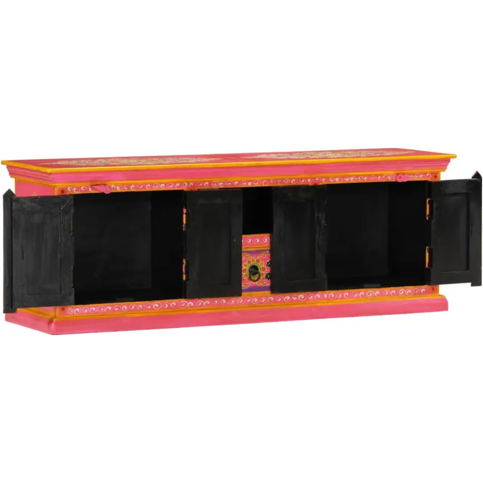 vidaXL Tv-meubel 110x30x40 cm massief mangohout roze, foto 2