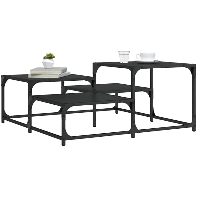 vidaXL Salontafel 87,5x87,5x40 cm bewerkt hout zwart