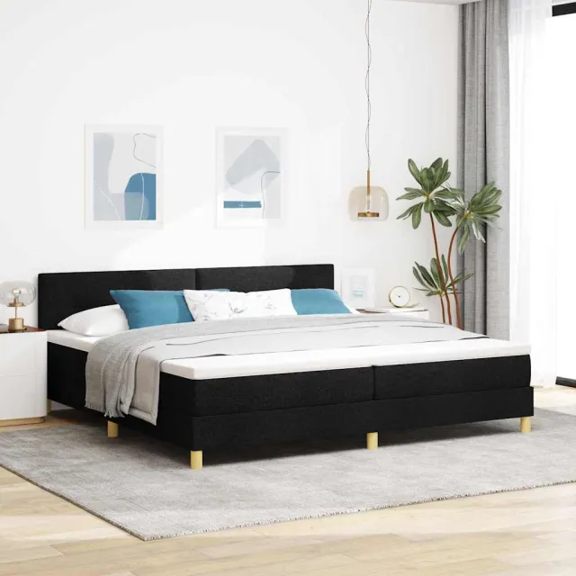 vidaXL Boxspringbed met kussen met hoofdeinde Zwart 200 x 200 cm Stof