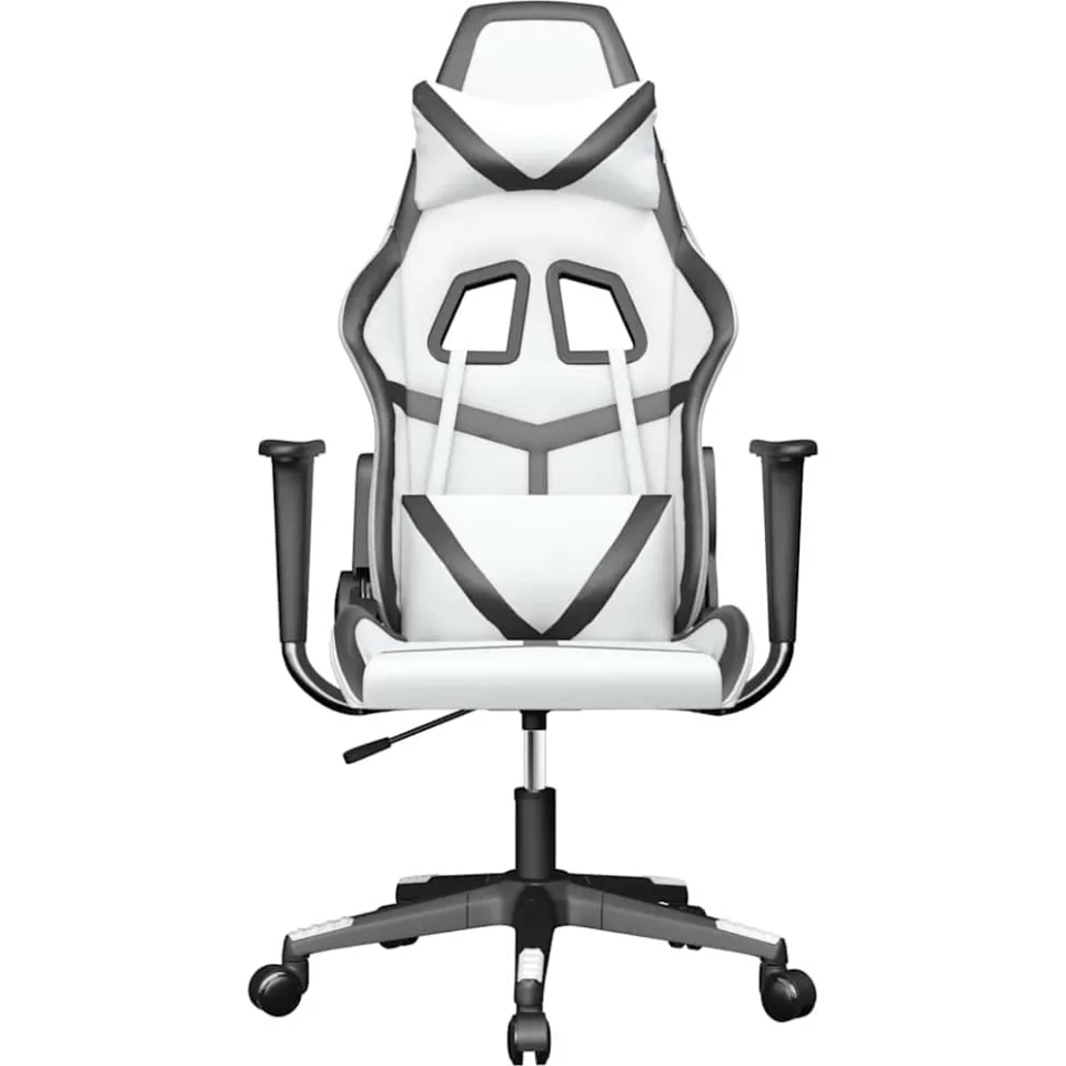 vidaXL Massage gamestoel kunstleer wit en zwart