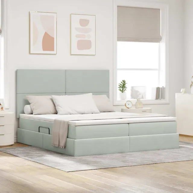 vidaXL Opslag bed Lichtgrijs 180 x 200 cm Fluweel