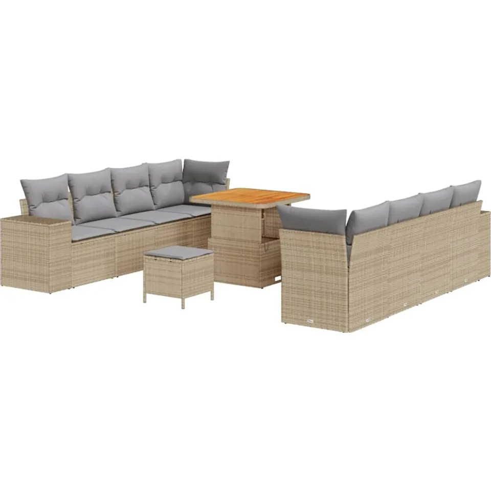 vidaXL Tuin Sofa Set 11 st Beige poly rattan