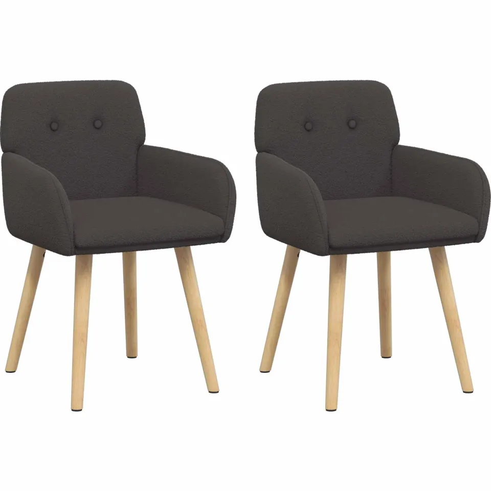 vidaXL Eettafelstoelen 2 st Bouclé Donkergrijs 59 x 56,5 x 85 cm, foto 3