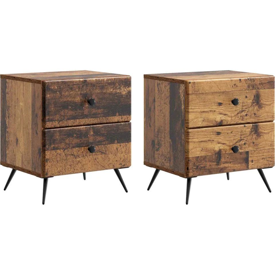 vidaXL Nachtkastje 2 st Oud hout 43 x 34,5 x 47,5 cm Bewerkt hout bruin, foto 3