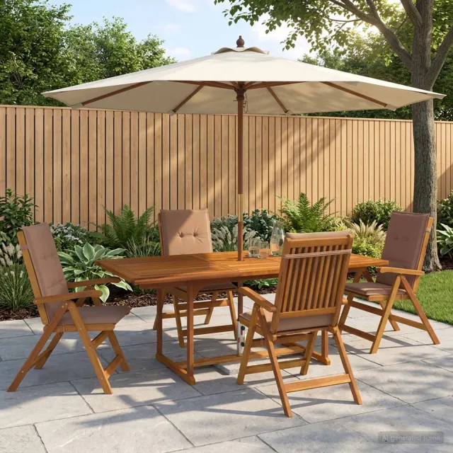 vidaXL 5-delige tuin eetset Naturel Massief Acaciahout Bruin