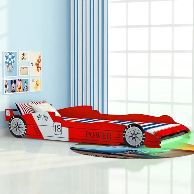 vidaXL Kinderbed raceauto met LED-verlichting rood 90x200 cm, foto 2
