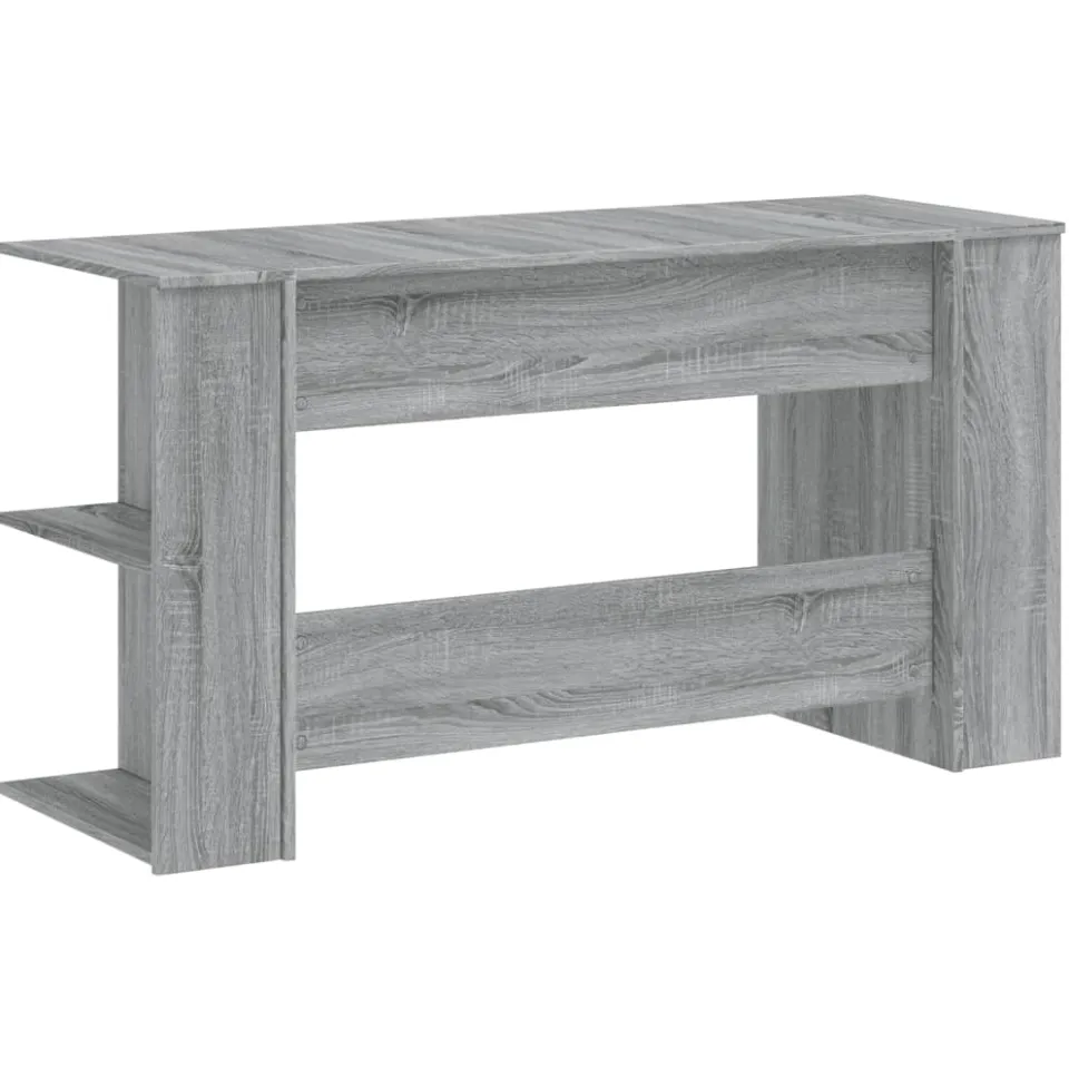 vidaXL Bureau 140x50x75 cm bewerkt hout grijs sonoma eikenkleurig, foto 4