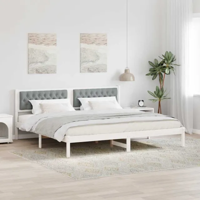 vidaXL Bedframe Lichtgrijs 200 x 200 cm Massief grenenhout Wit