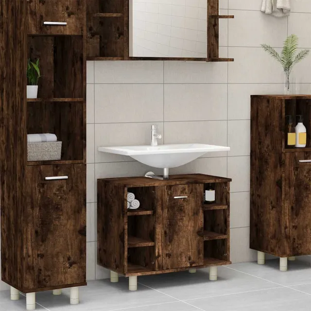 vidaXL Badkamerkast 60x32x53,5 cm bewerkt hout gerookt eikenkleurig