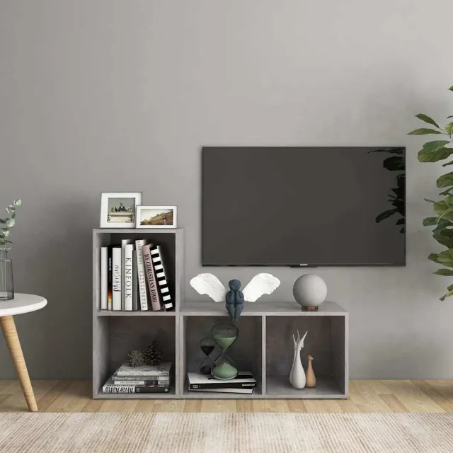 vidaXL Tv-meubelen 2 st 72x35x36,5 cm bewerkt hout betongrijs grijs, foto 2