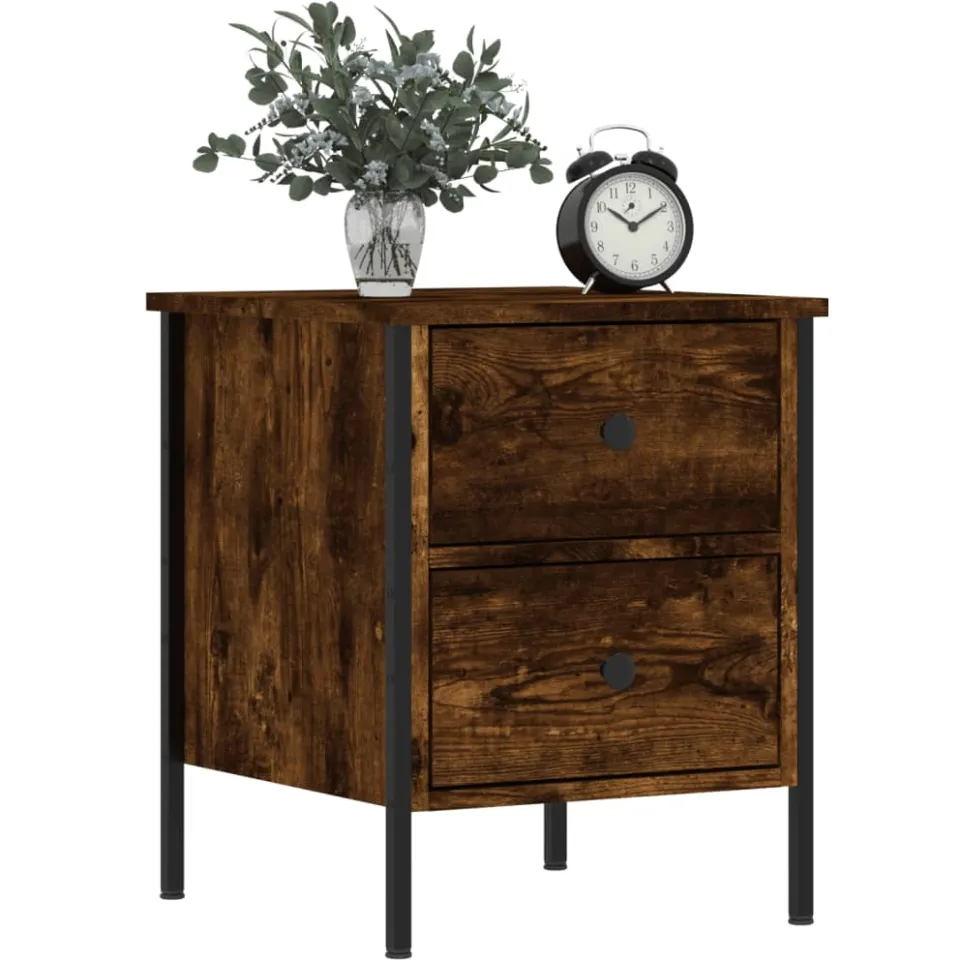 vidaXL Nachtkastjes 2 st 40x42x50 cm bewerkt hout gerookt eikenkleurig, foto 3