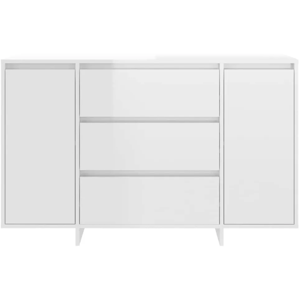 vidaXL Dressoir met 3 lades 120x41x75 cm bewerkt hout hoogglans wit, foto 4