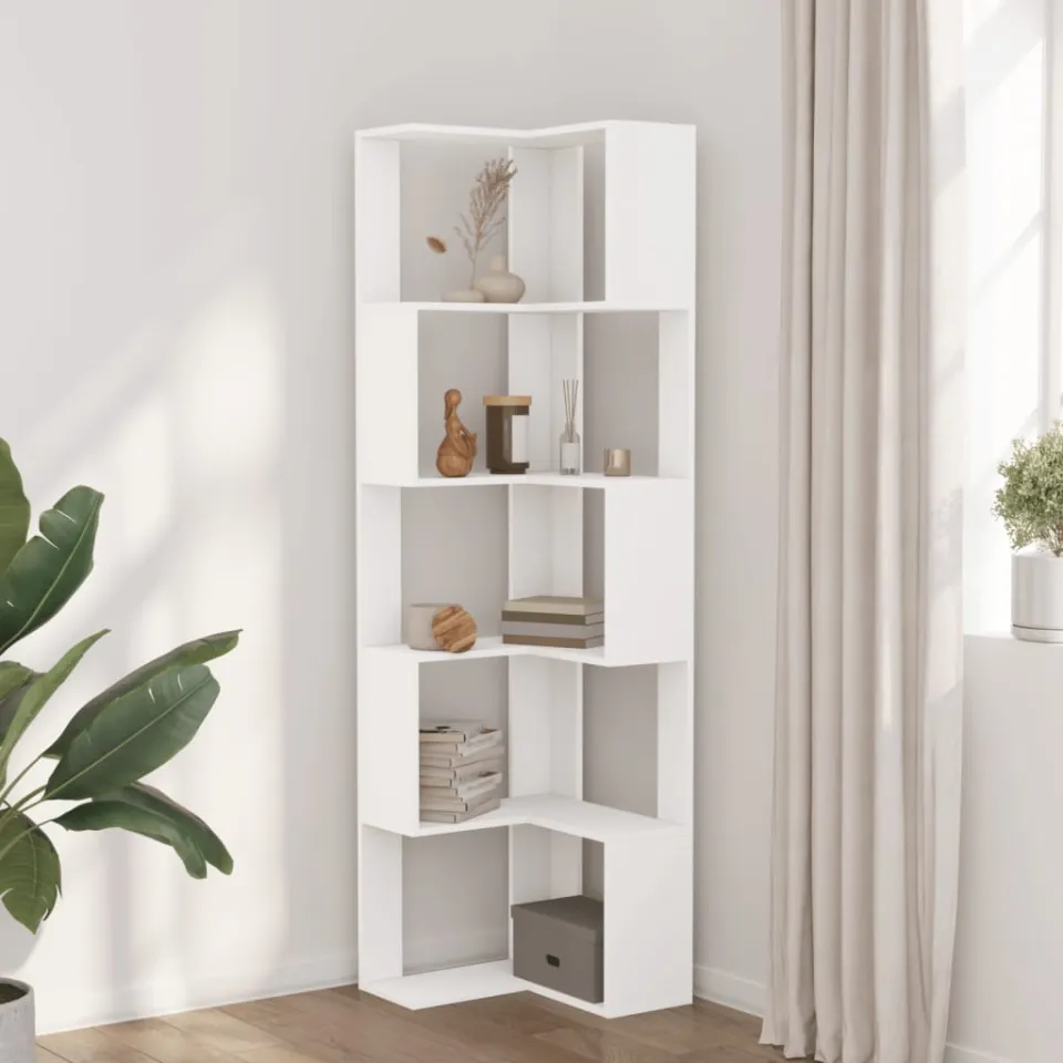 vidaXL Boekenkast 5-laags hoek 50x50x179 cm bewerkt hout wit, foto 2
