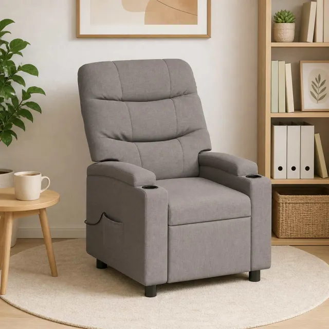 vidaXL Massage-relaxstoel Taupe 75 x 93 x 102 cm Stof