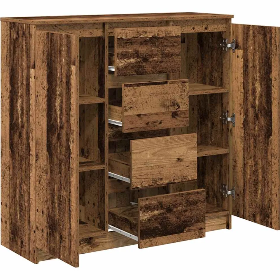 vidaXL Dressoir met lades 100,5x35x98,5 cm bewerkt hout oud hout bruin, foto 4