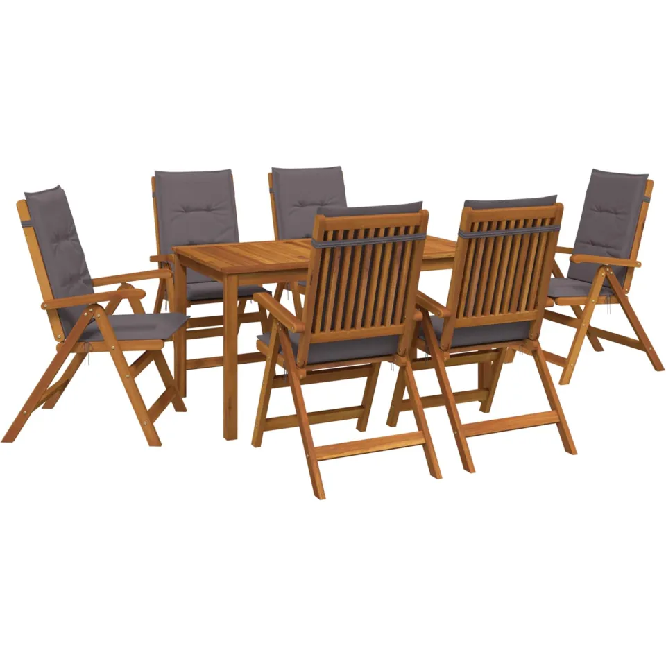 vidaXL 7-Piece Garden Dining Set 6-zits Antraciet Massief Acaciahout, foto 4