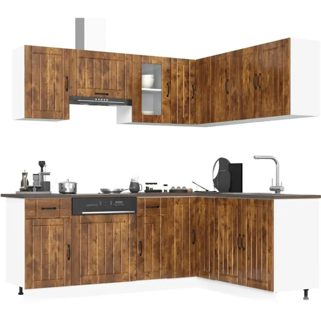 vidaXL 11-delige Keukenkastenset Kalmar bewerkt hout gerookt eiken