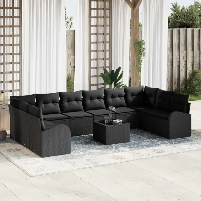 vidaXL Bankstel 11 st Zwart [Synthetisch]: Polyrattan, foto 2