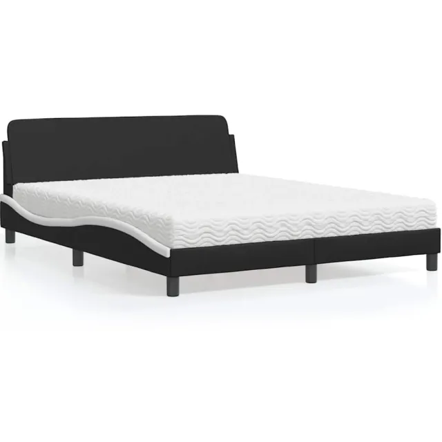 vidaXL Bed met matras "Dover" kunstleer zwart en wit 160x200 cm