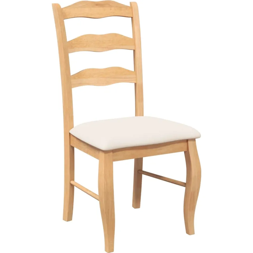 vidaXL Eetkamerstoelen met kussens 2 stuks natuurlijk massief hout rubber bruin, foto 4