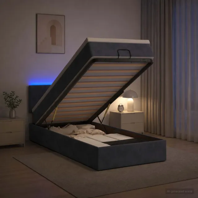 vidaXL Ottoman Bed met Matrassen en LED Donkergrijs 80 x 200 cm grijs