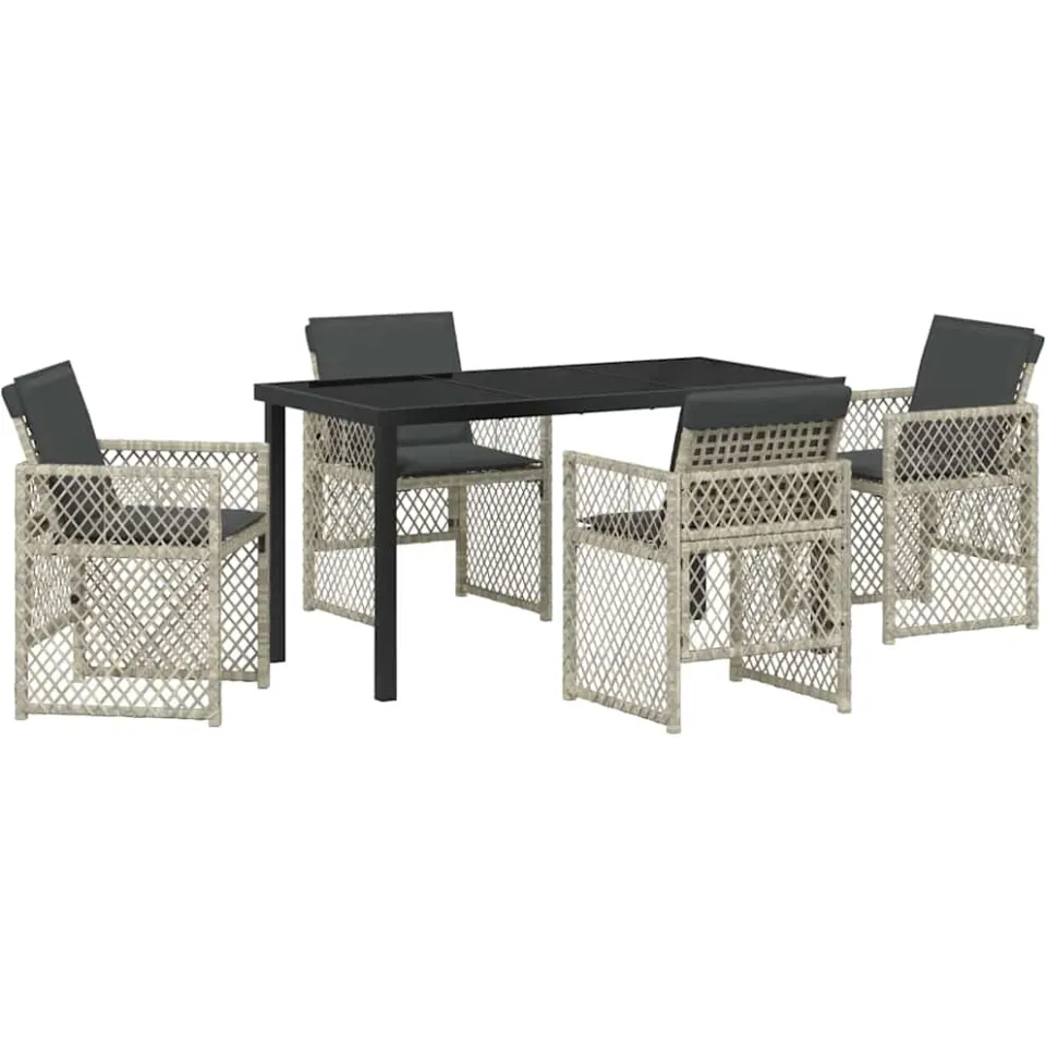 vidaXL Tuin eettafelset 5 st Lichtgrijs poly rattan