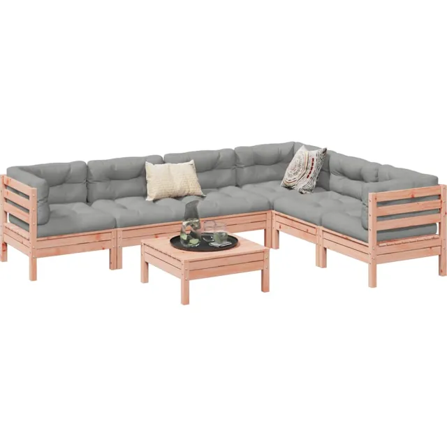 vidaXL 7-delige Loungeset met kussens massief douglas vurenhout Bruin