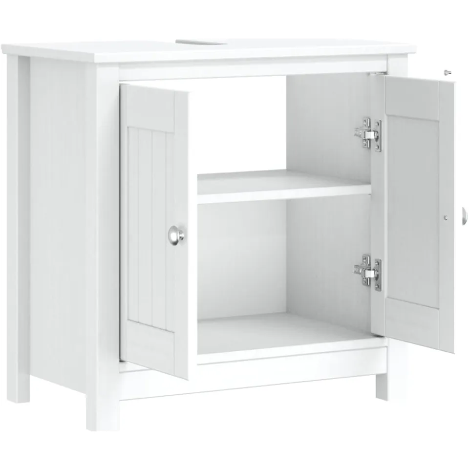vidaXL Wastafelkast BERG 60x34x59 cm massief grenenhout wit, foto 4