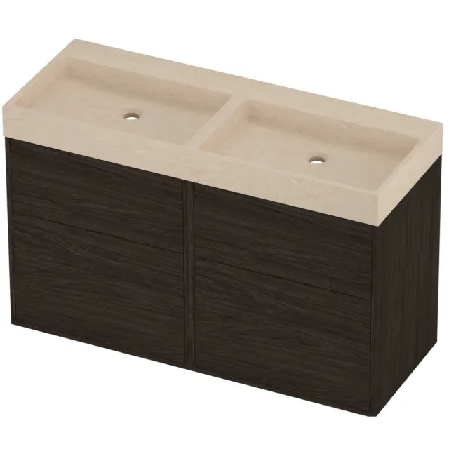 Proline Evoli Badmeubelset Hardsteen Loft Zonder Gat 120x46x75 cm Sand Stone Mokka Oak Eiken