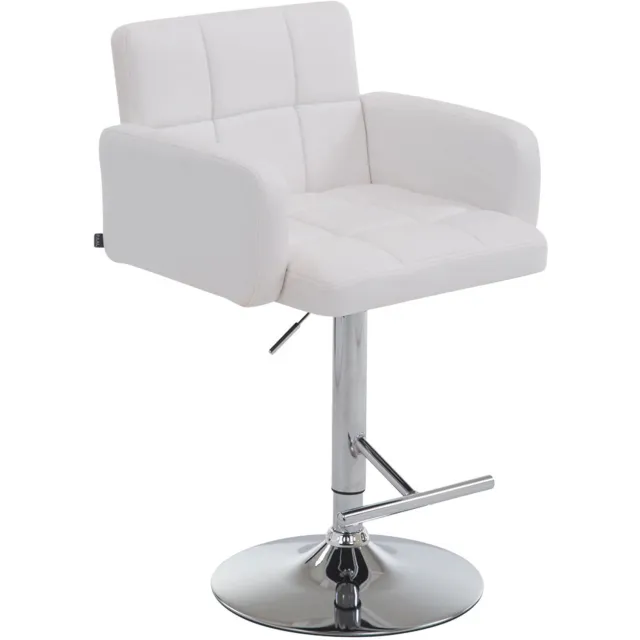 Luxe Comfort Barkruk - Met armleuningen - Kunstleer - Wit wit chroom