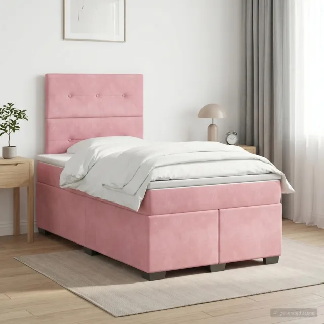 vidaXL Boxspringbed met matras Roze 120 x 190 cm Fluweel
