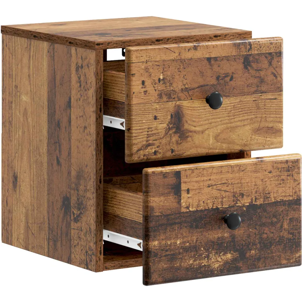 vidaXL Wandbeugel Bedkast Oud hout 34,5 x 33 x 40 cm Bewerkt hout bruin, foto 3