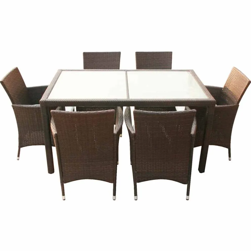 vidaXL 7-delige Tuinset met kussens poly rattan bruin, foto 4
