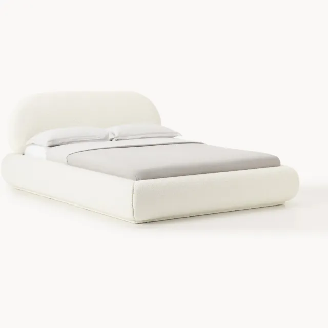 Westwing Collection Gestoffeerd bouclé bed Alba Wit