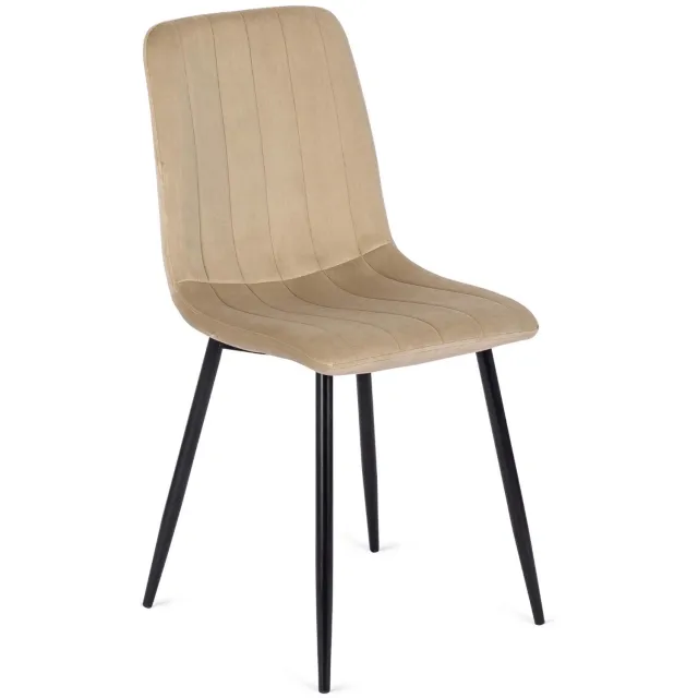 Mebel Elite IBIS - Eetkamerstoel - Beige - Fluwelen Bekleding - Stalen Poten