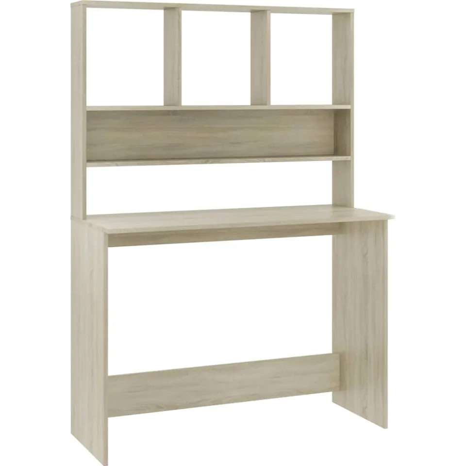 vidaXL Bureau met schappen 110x45x157cm bewerkt hout sonoma eikenkleur, foto 3