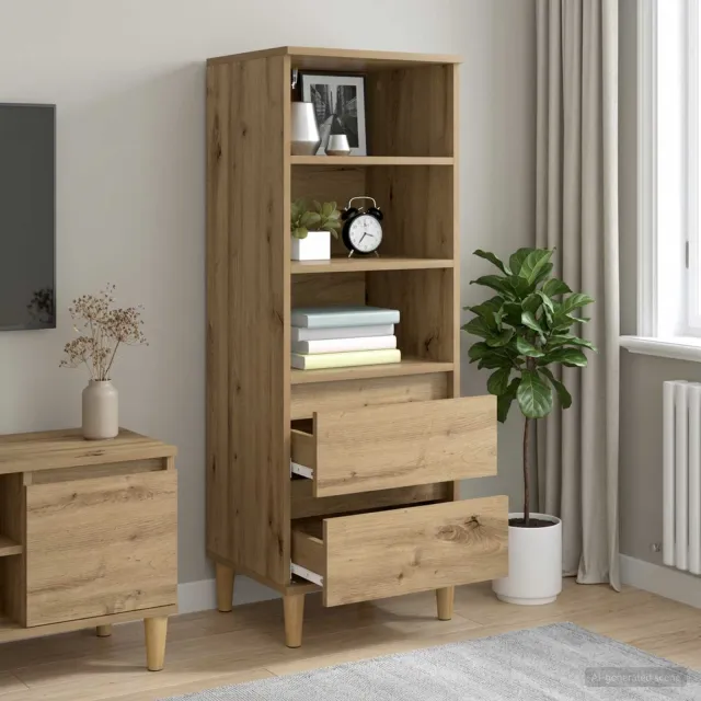 vidaXL Hoge kast Artisanaal eiken 40 x 36 x 110 cm Bewerkt hout Bruin