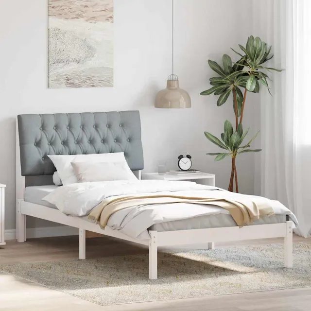 vidaXL Bedframe met Gevoerd Hoofdgedeelte Wit 100 x 200 cm