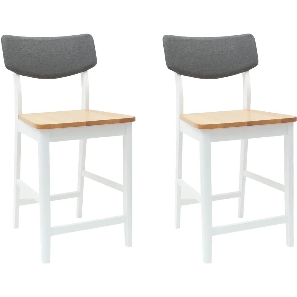 vidaXL Eettafelstoelen 2 st Massief Rubberhout Wit 48 x 49 x 95 cm
