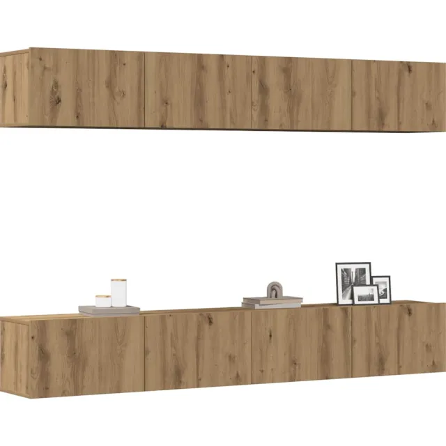 vidaXL 4-delige wand-tv-meubelset Artisan Oak 100x30x30 cm Bruin